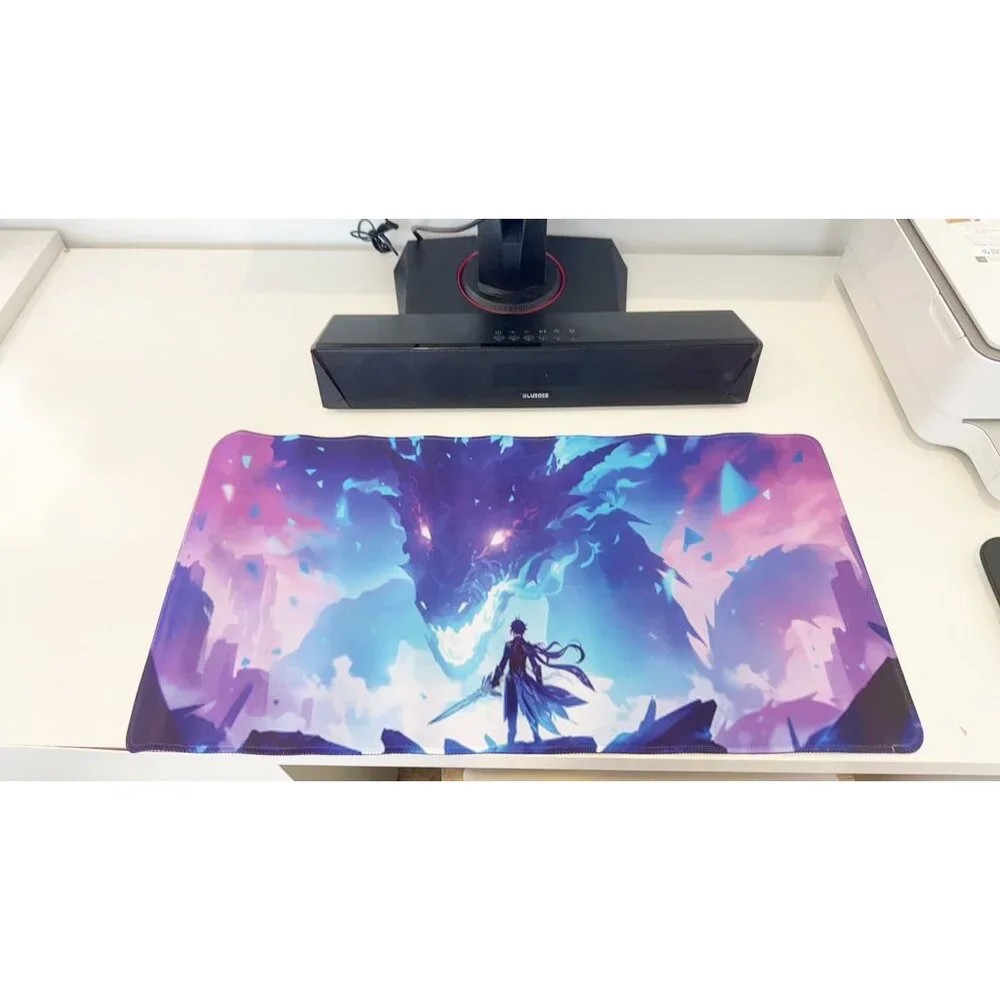 Vibrant Purple-Blue Art Large Mouse Pad: Smooth Anti-Slip Desk Mat for Computer